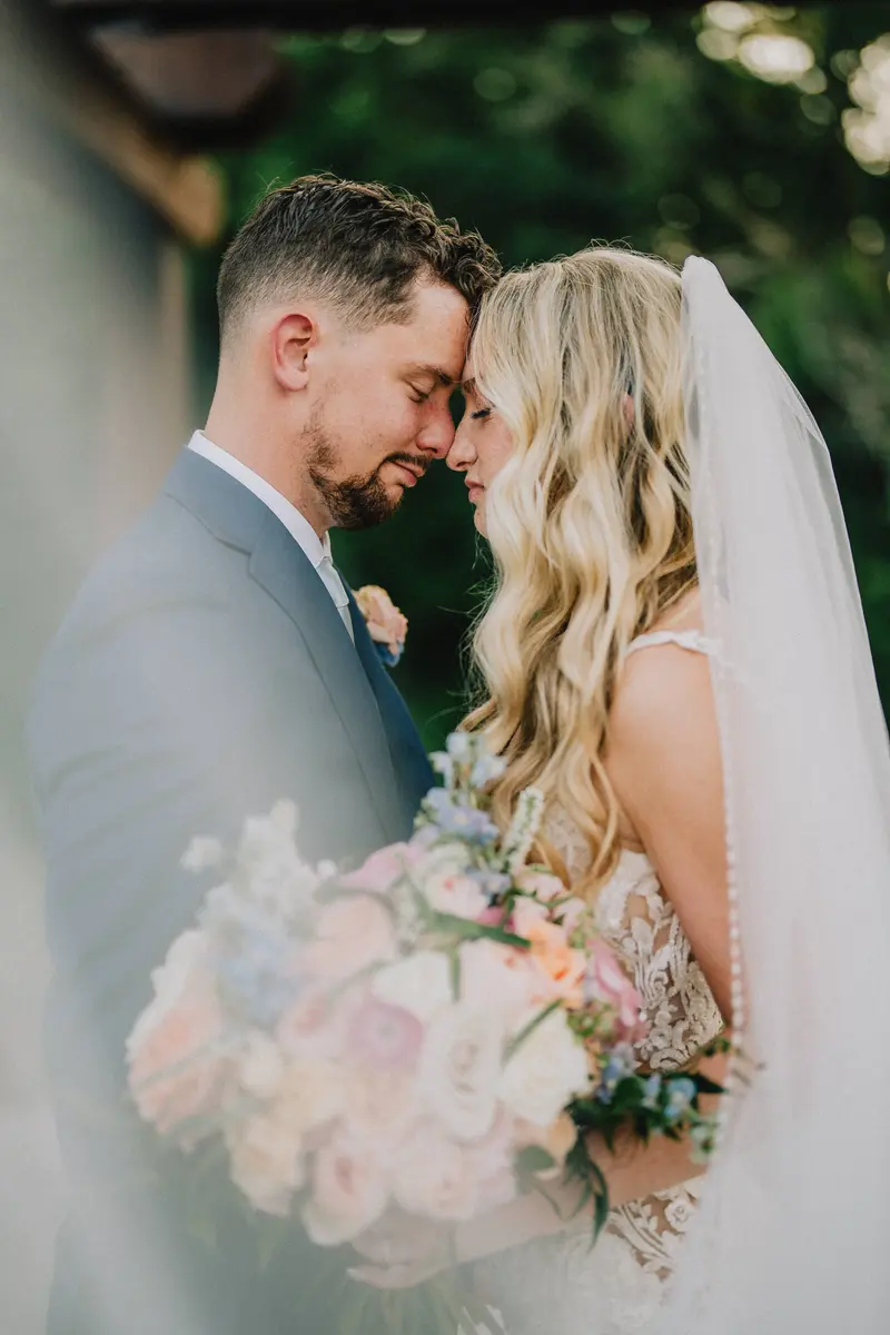 Wedding couples portrait, warm and cinematic